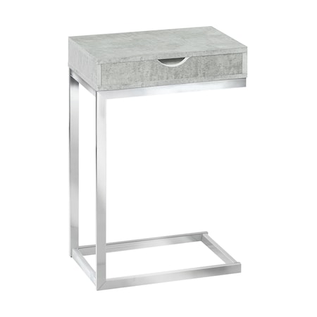 Monarch Specialties Accent Table - Chrome Metal / Grey Cement With A Drawer I 3373